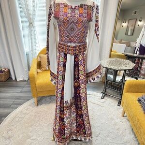 Palestinian Thob, Custom Sizing with Belt & Headscarf - Hijab, Modest, Henna